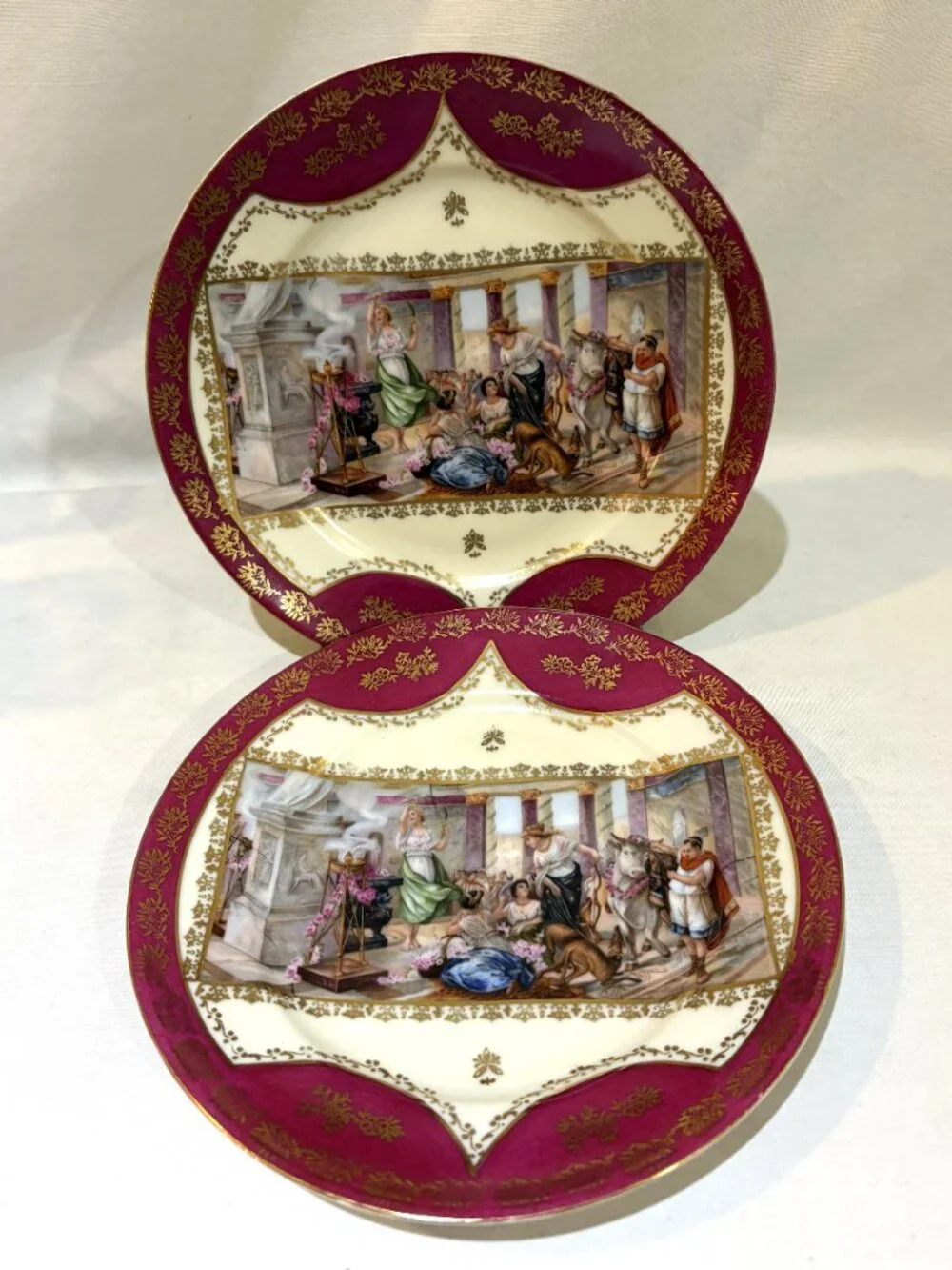 Pair of Vintage Royal Epiag Roman Scene Decorative Plates Czechoslovakia